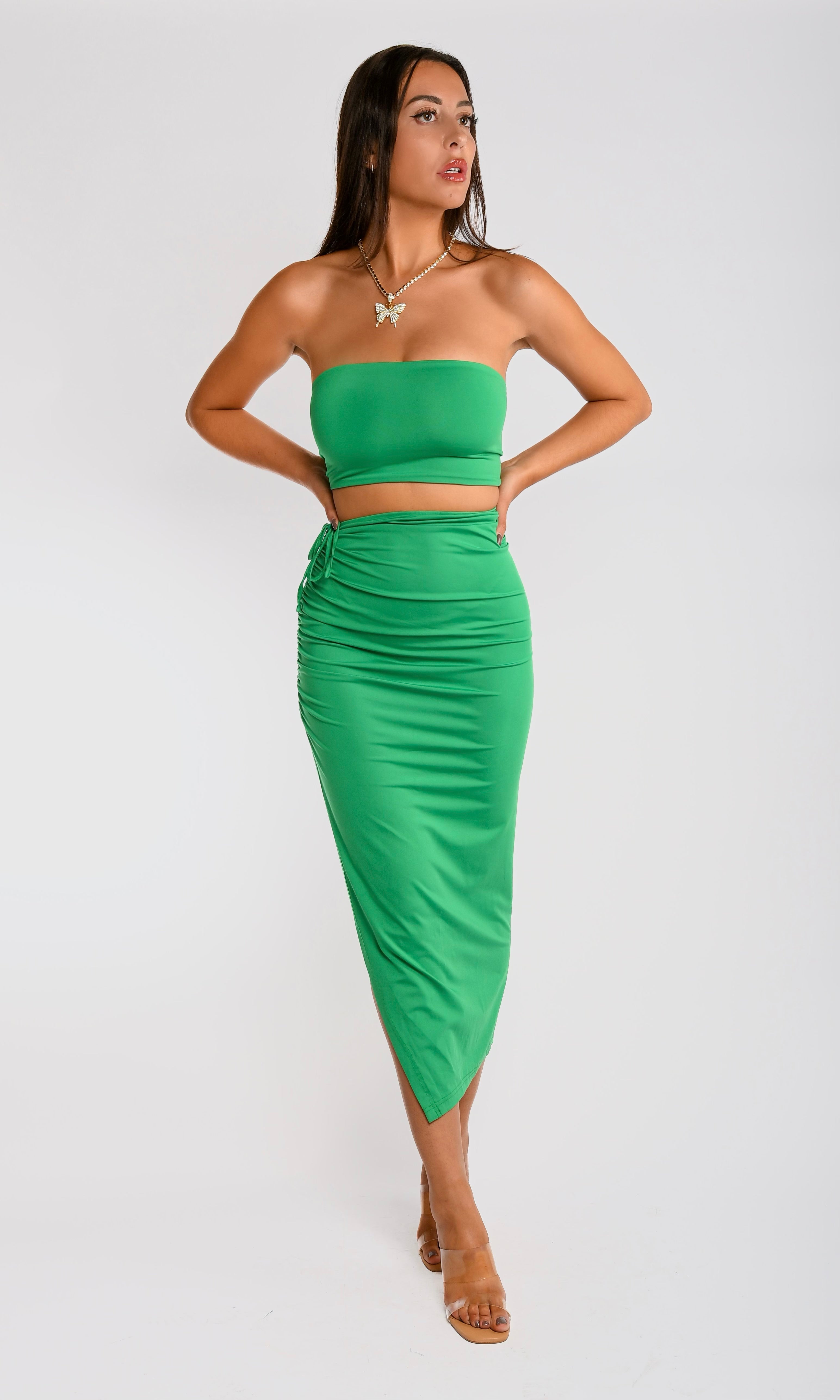 Green Two Piece Skirt Set