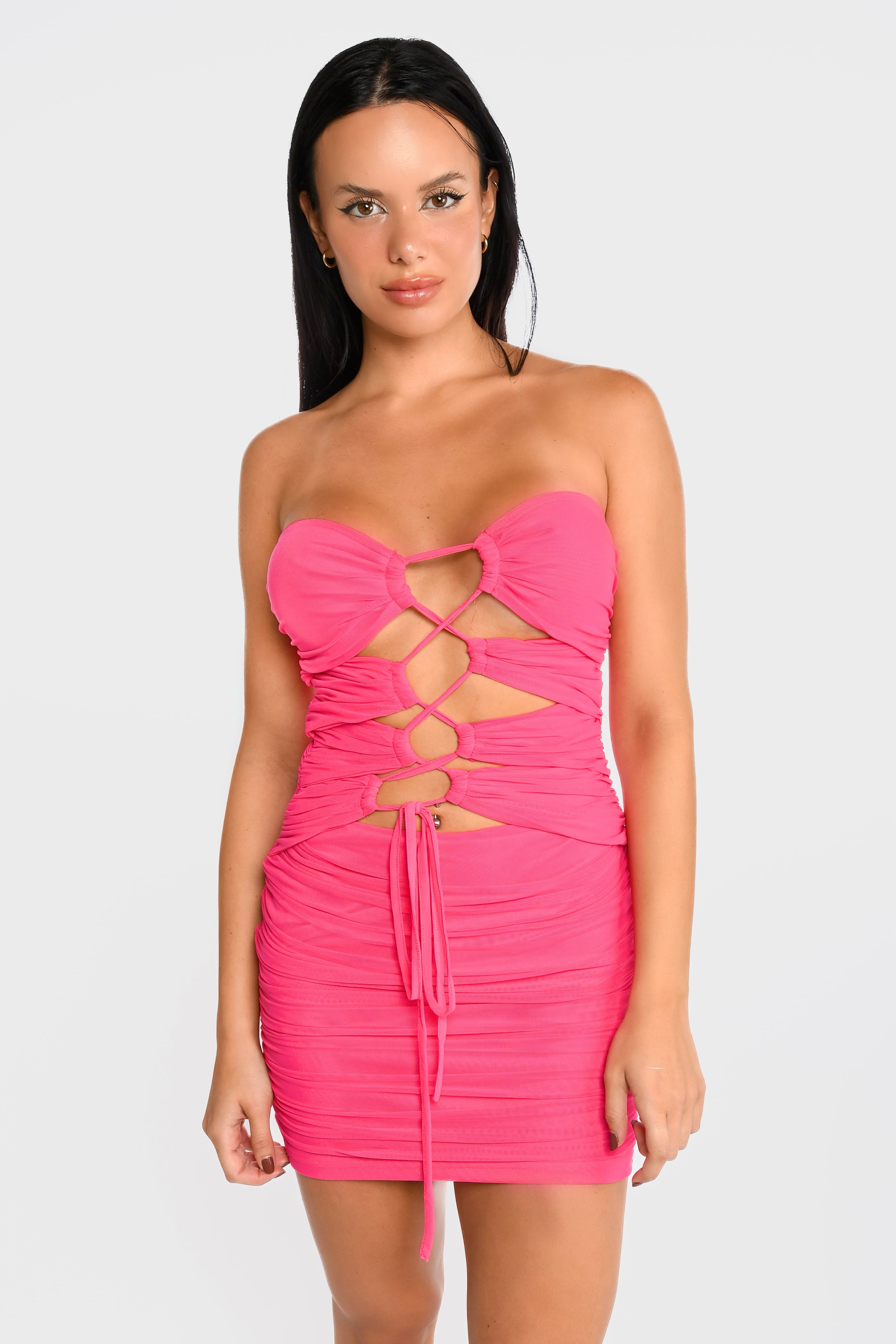 Hot Pink Cutout Mini Dress