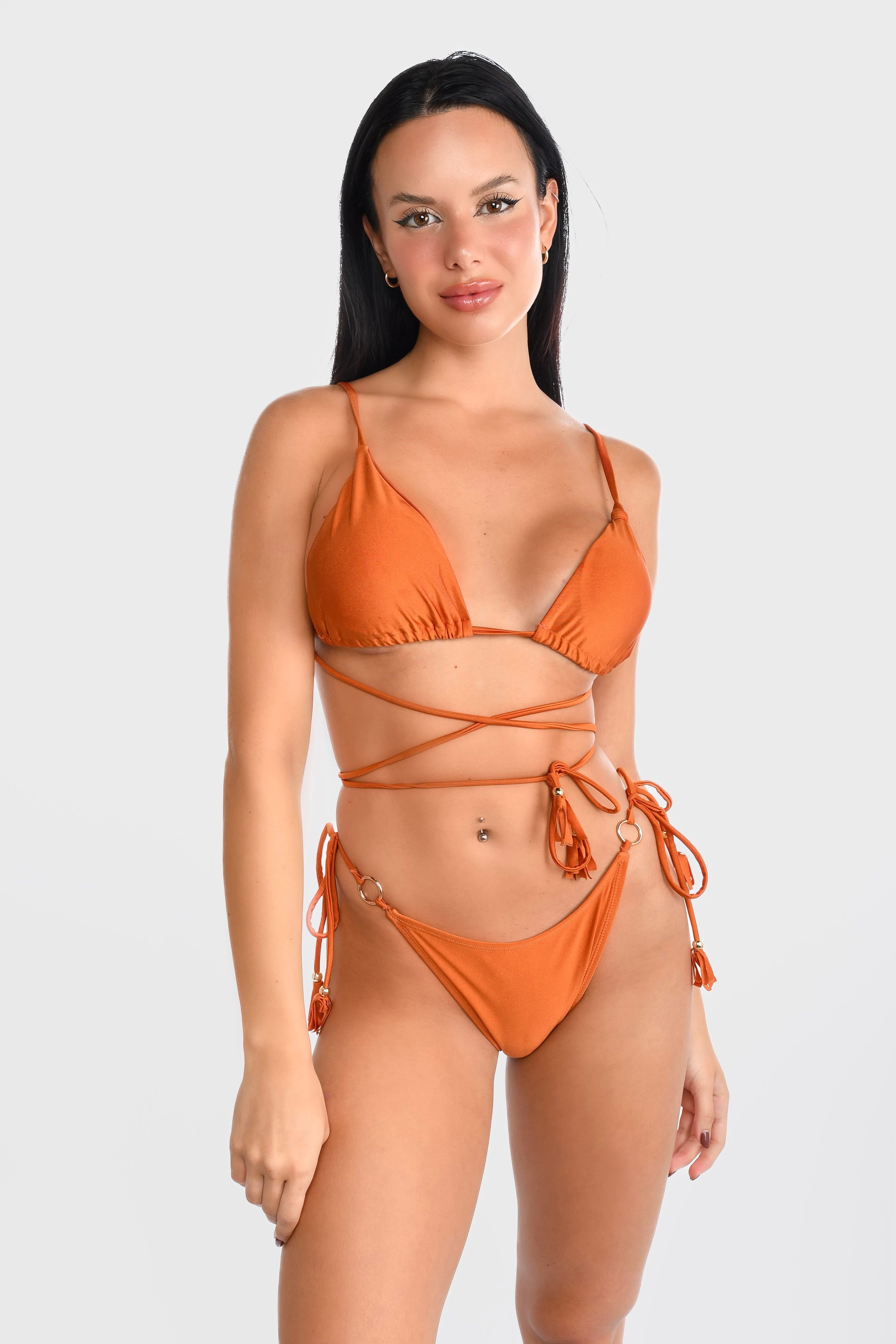 Orange Tie Bikini Set