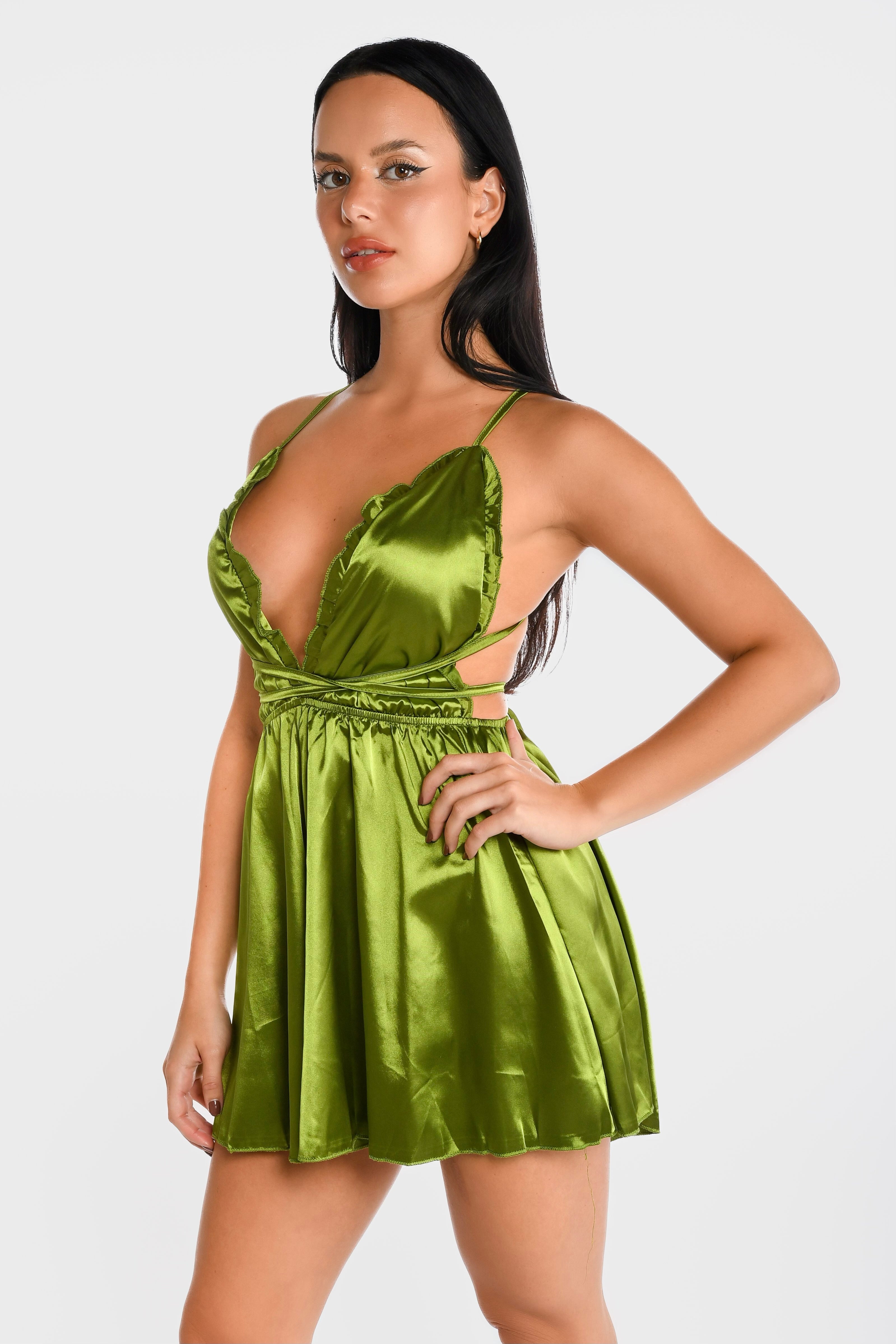 Green Criss Cross Tie Romper