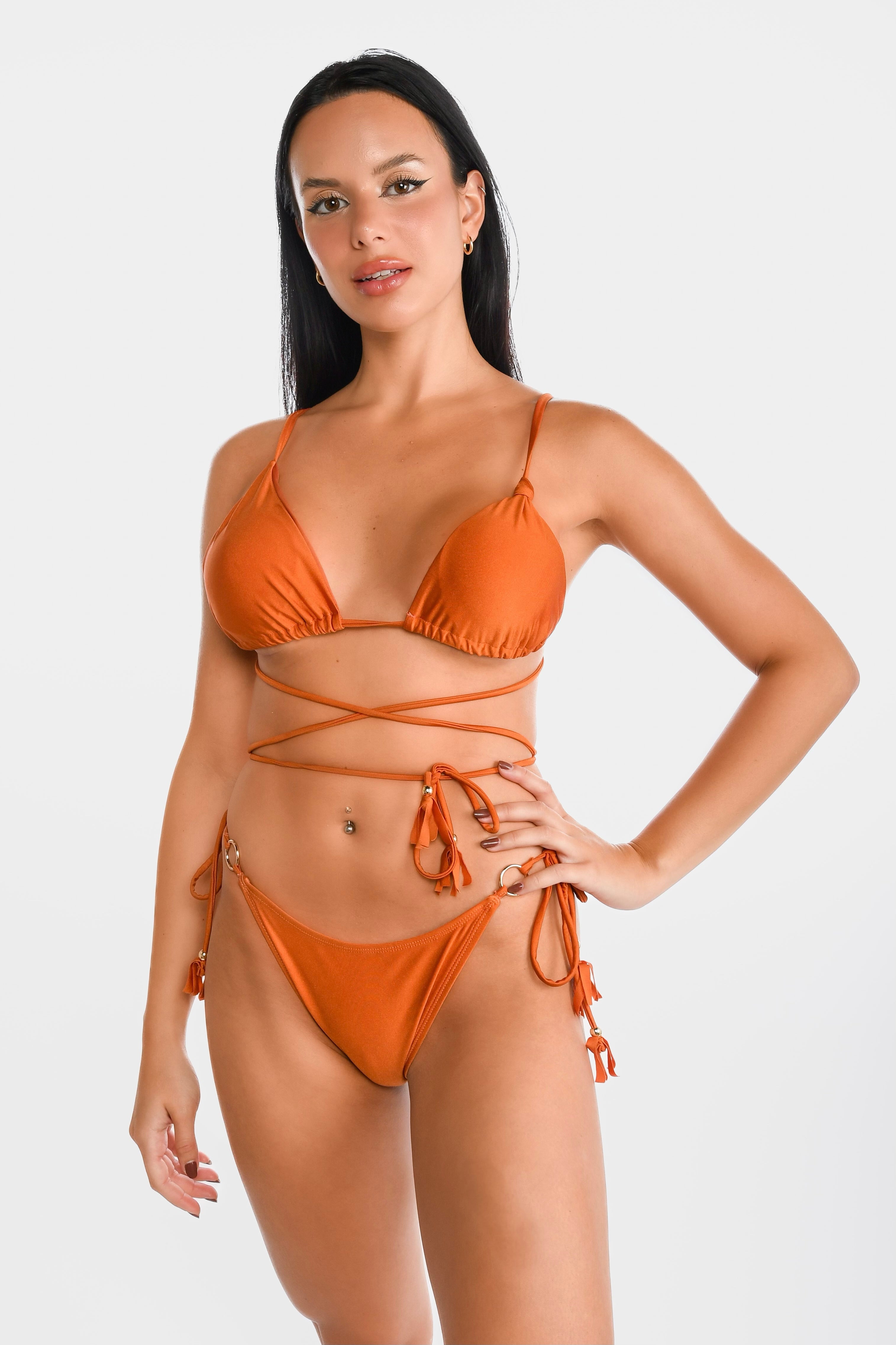 Orange Tie Bikini Set