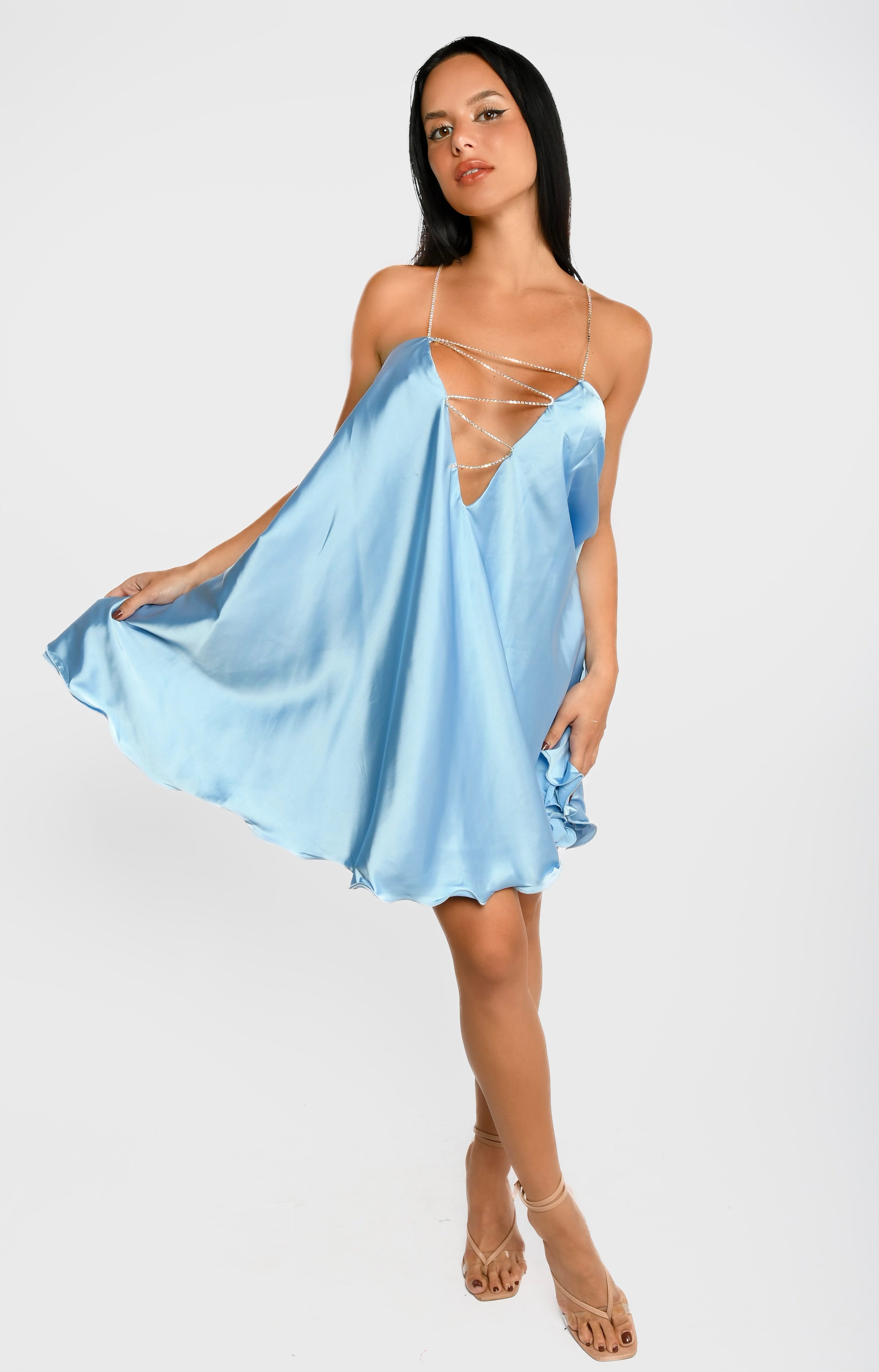 Baby Blue Flowy Dress