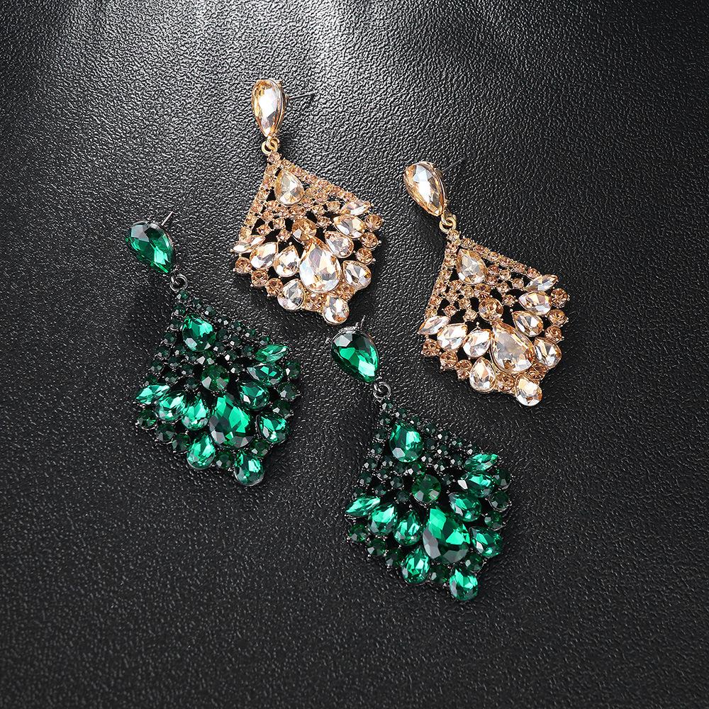 Alloy Diamond Shape Crystal Earrings