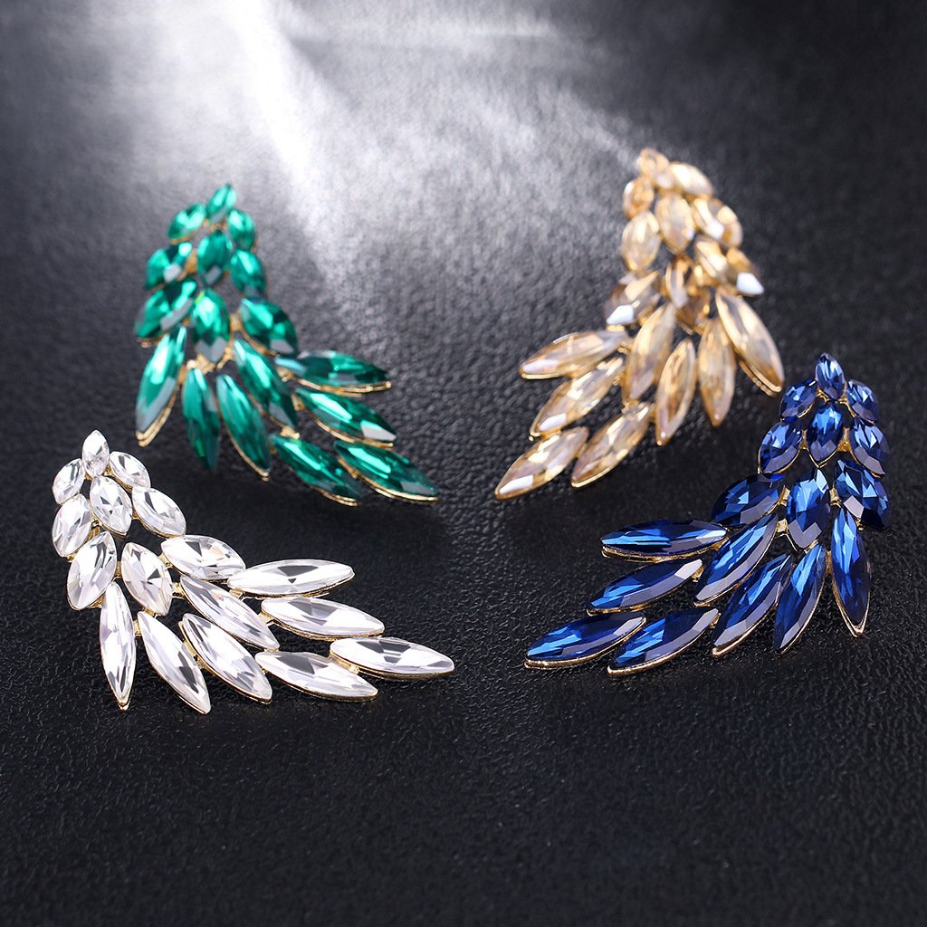 Alloy Glass Wing Crystal Earrings