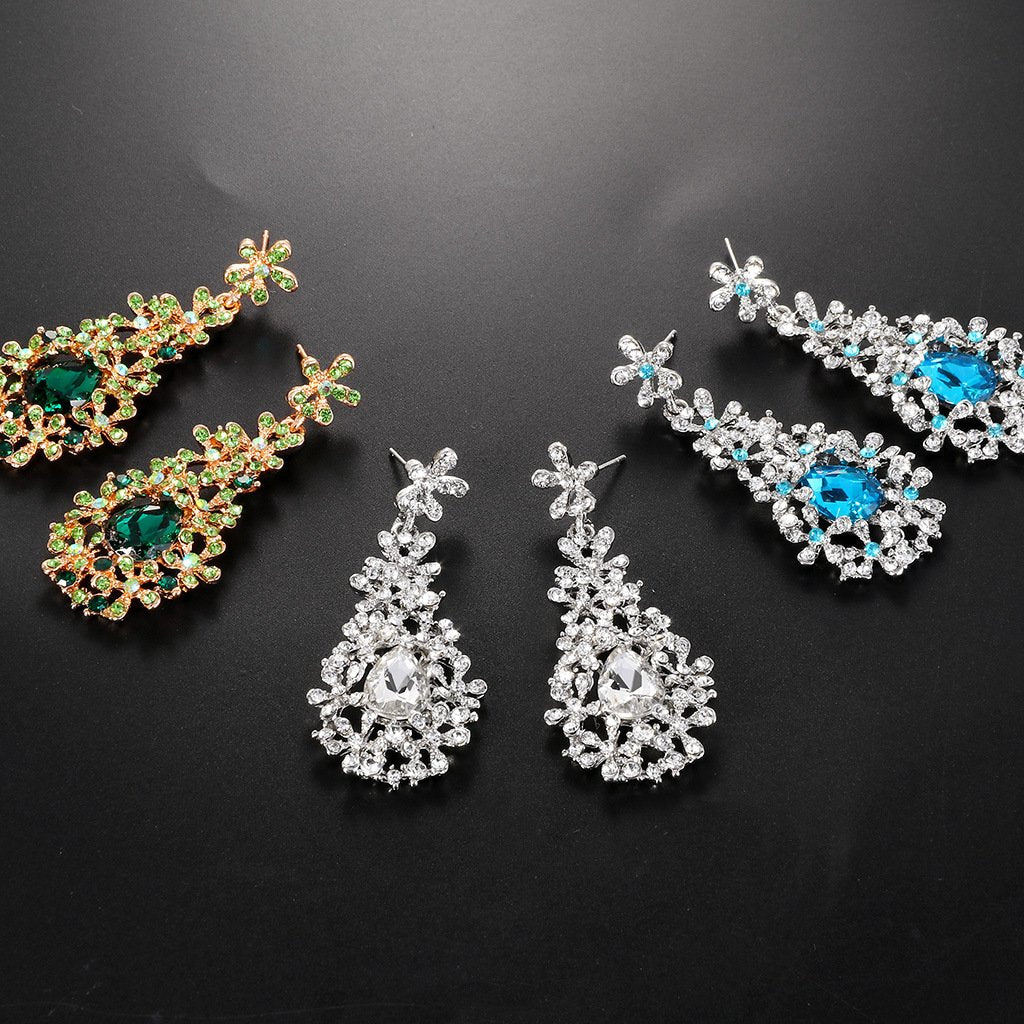 Diamond Alloy Flower Shape Earrings